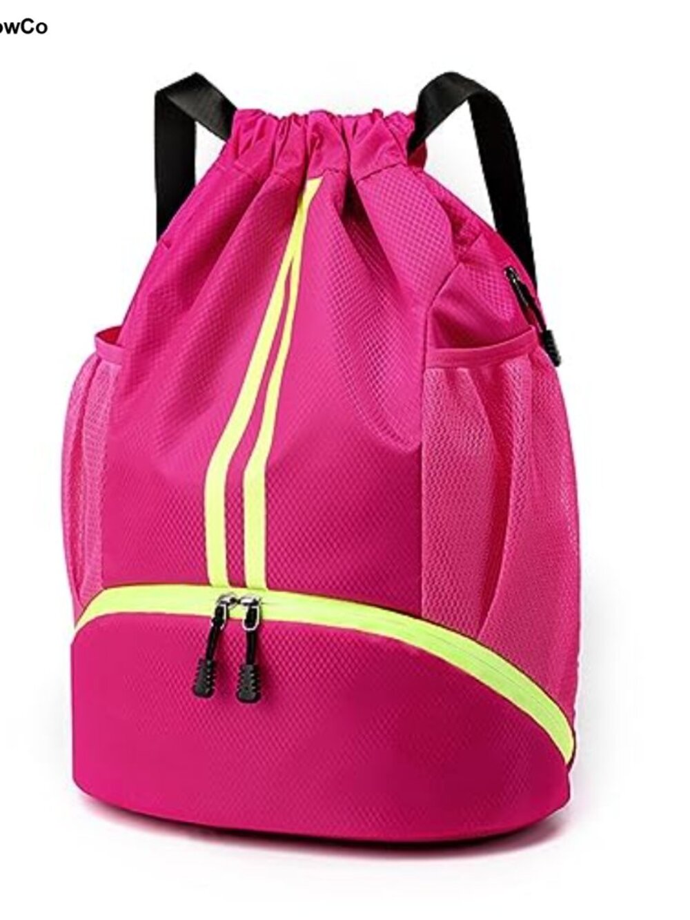 Water Resistant Drawstring Backpack Sports Gym Bag with Shoe Compartment